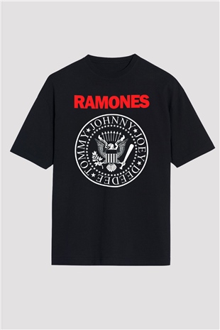 Ramones Siyah Unisex Oversize Tişört T-Shirt