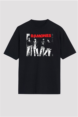 Ramones Siyah Unisex Oversize Tişört T-Shirt