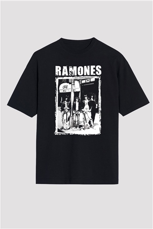 Ramones Siyah Unisex Oversize Tişört T-Shirt