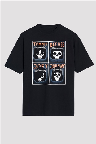 Ramones Siyah Unisex Oversize Tişört T-Shirt