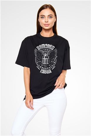 Ramones Siyah Unisex Oversize Tişört T-Shirt