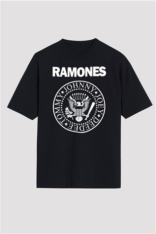 Ramones Siyah Unisex Oversize Tişört T-Shirt