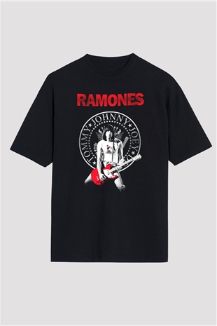 Ramones Siyah Unisex Oversize Tişört T-Shirt