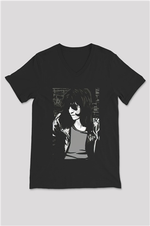 Ramones Siyah Unisex V Yaka Tişört