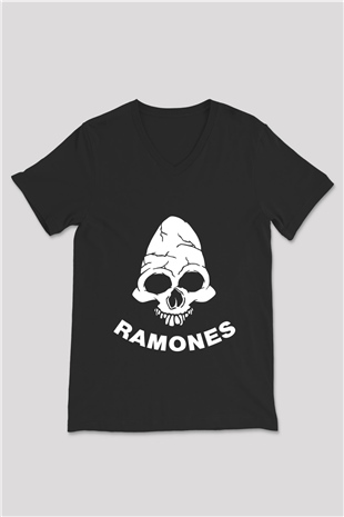 Ramones Siyah Unisex V Yaka Tişört