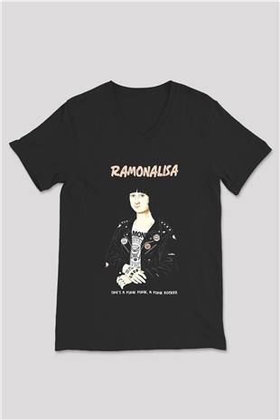 Ramones Siyah Unisex V Yaka Tişört T-Shirt