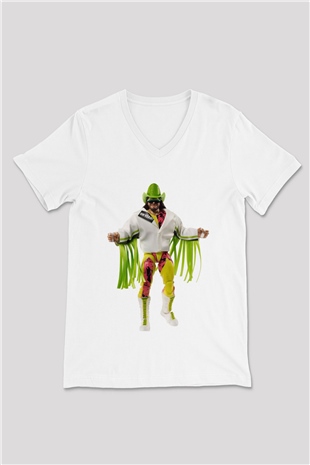 Randy Savage Beyaz Unisex  V Yaka Tişört
