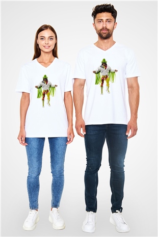 Randy Savage Beyaz Unisex  V Yaka Tişört