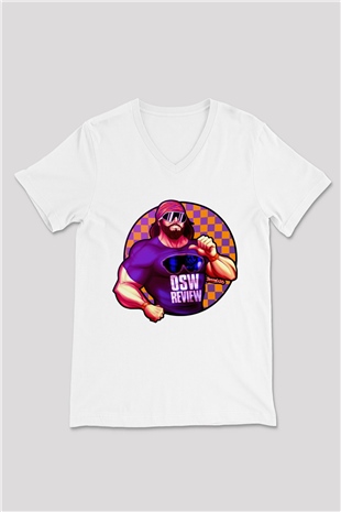 Randy Savage Beyaz Unisex  V Yaka Tişört