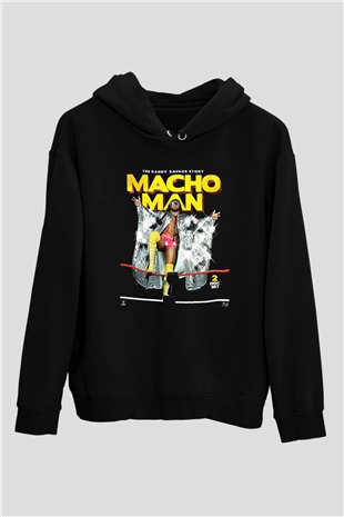 Randy Savage Siyah Unisex Kapüşonlu Sweatshirt
