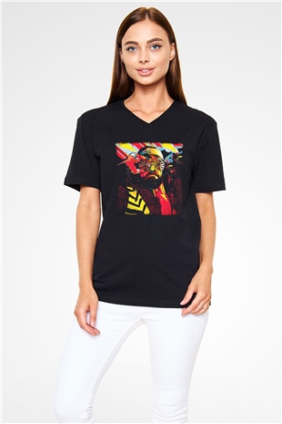 Randy Savage Siyah Unisex  V Yaka Tişört