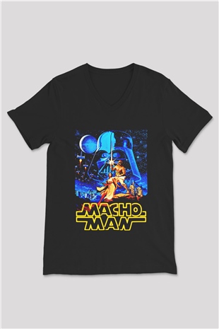 Randy Savage Siyah Unisex V Yaka Tişört