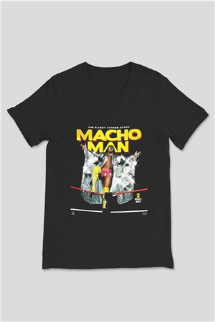 Randy Savage Siyah Unisex V Yaka Tişört