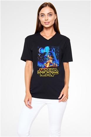 Randy Savage Siyah Unisex V Yaka Tişört