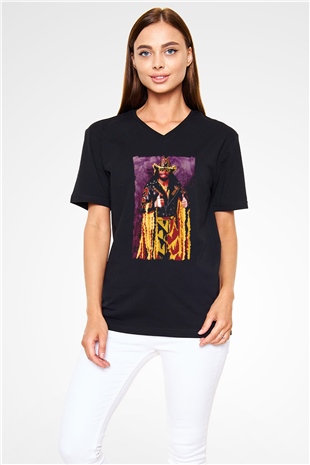Randy Savage Siyah Unisex  V Yaka Tişört