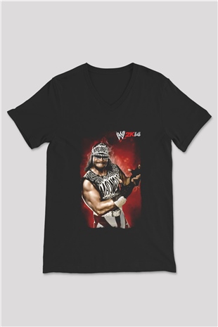 Randy Savage Siyah Unisex  V Yaka Tişört