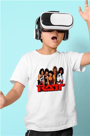 Ratt Baskılı Beyaz Unisex Beyaz Çocuk Tişört - Tshirt
