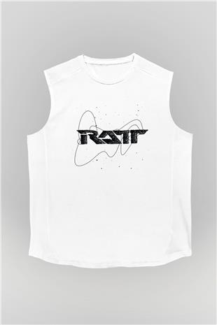 Ratt Baskılı Beyaz Unisex Kolsuz Tişört - Tshirt