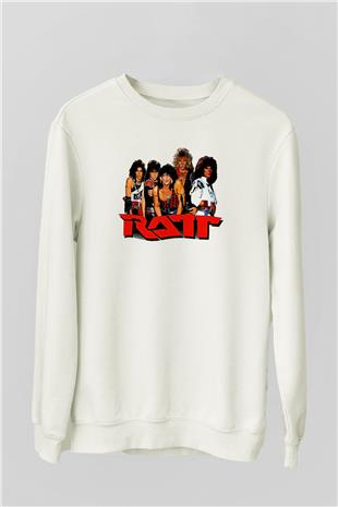 Ratt Baskılı Beyaz Unisex Sweatshirt