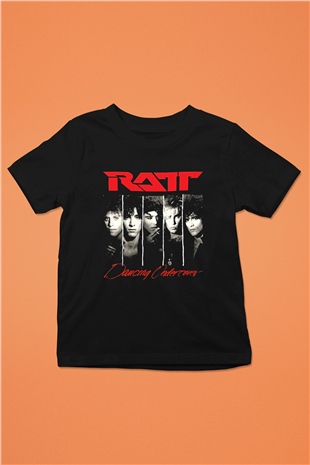 Ratt Baskılı Unisex Siyah Çocuk Tişört - Tshirt
