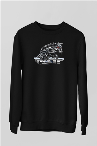 Ratt Baskılı Unisex Siyah Sweatshirt