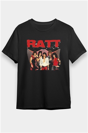 Ratt Baskılı Unisex Siyah Tişört - Tshirt