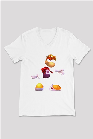Rayman Beyaz Unisex V Yaka Tişört