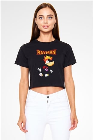 Rayman Siyah  Crop Top Tişört