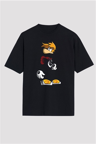Rayman Siyah Oversize Tişört Oversize T-shirt