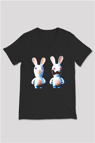 Rayman Siyah Unisex V Yaka Tişört T-Shirt