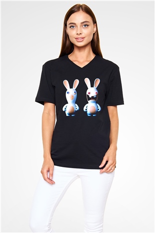 Rayman Siyah Unisex V Yaka Tişört T-Shirt
