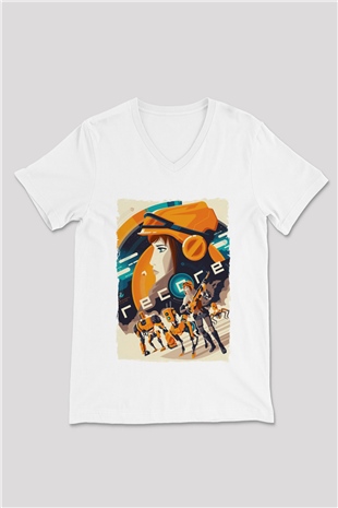 ReCore Beyaz Unisex V Yaka Tişört