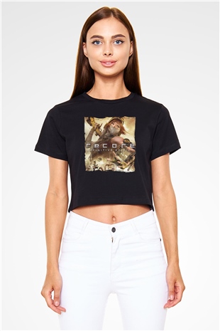 ReCore Siyah  Crop Top Tişört