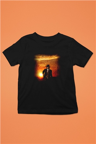 Red Dead Redemption Baskılı Siyah Unisex Çocuk Tişört