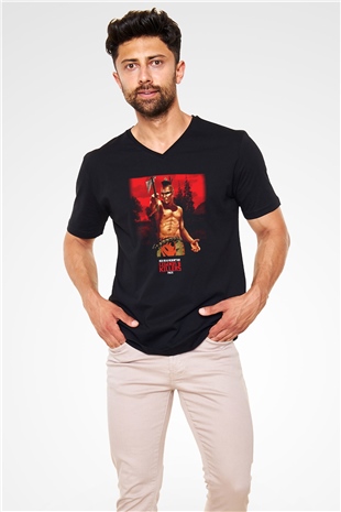 Red Dead Redemption Siyah Unisex V Yaka Tişört T-Shirt