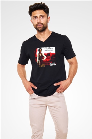Red Dead Redemption Siyah Unisex V Yaka Tişört T-Shirt