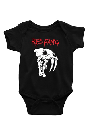 Red Fang Baskılı Siyah Bebek Body - Zıbın