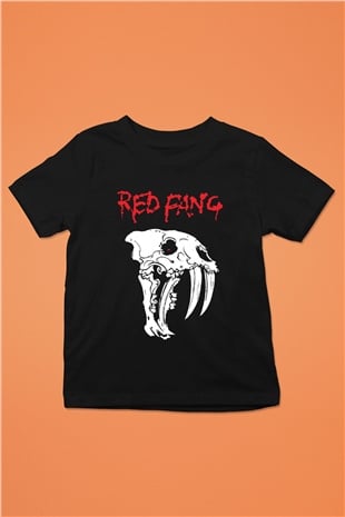 Red Fang Baskılı Siyah Unisex Çocuk Tişört