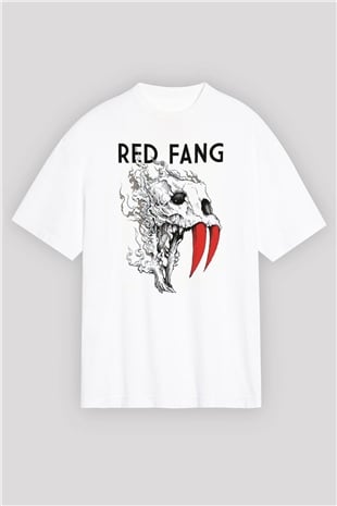 Red Fang Beyaz Oversize Tişört Oversize T-shirt - TişörtFabrikası
