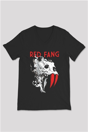 Red Fang Siyah Unisex V Yaka Tişört