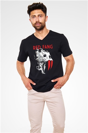 Red Fang Siyah Unisex V Yaka Tişört