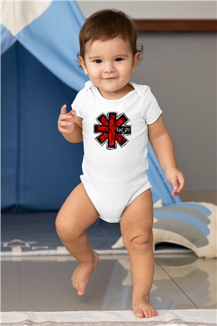 Red Hot Chili Peppers Baskılı Beyaz Unisex Bebek Body - Zıbın