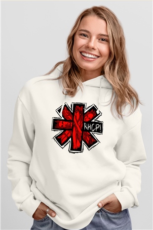 Red Hot Chili Peppers Beyaz Unisex Kapşonlu Sweatshirt