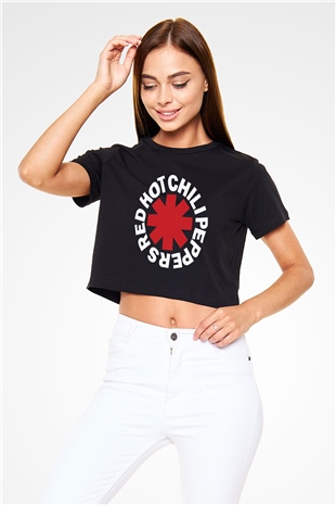 Red Hot Chili Peppers Siyah Crop Top Tişört