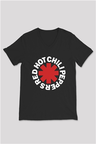 Red Hot Chili Peppers Siyah Unisex V Yaka Tişört T-Shirt