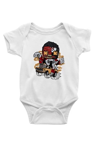 Red Hulk Anti Venom Car Race Baskılı Beyaz Unisex Bebek Body - Zıbın