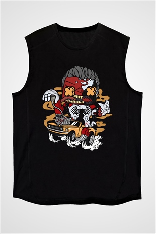 Red Hulk Anti Venom Car Race Baskılı Siyah Unisex Kolsuz Tişört