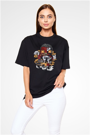 Red Hulk Anti Venom Car Race Baskılı Siyah Unisex Oversize Tişört