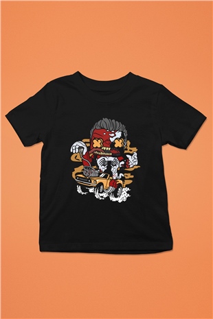 Red Hulk Anti Venom Car Race Baskılı Siyah Çocuk Unisex Tişört