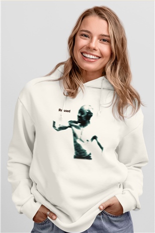 Refused Beyaz Unisex Kapşonlu Sweatshirt